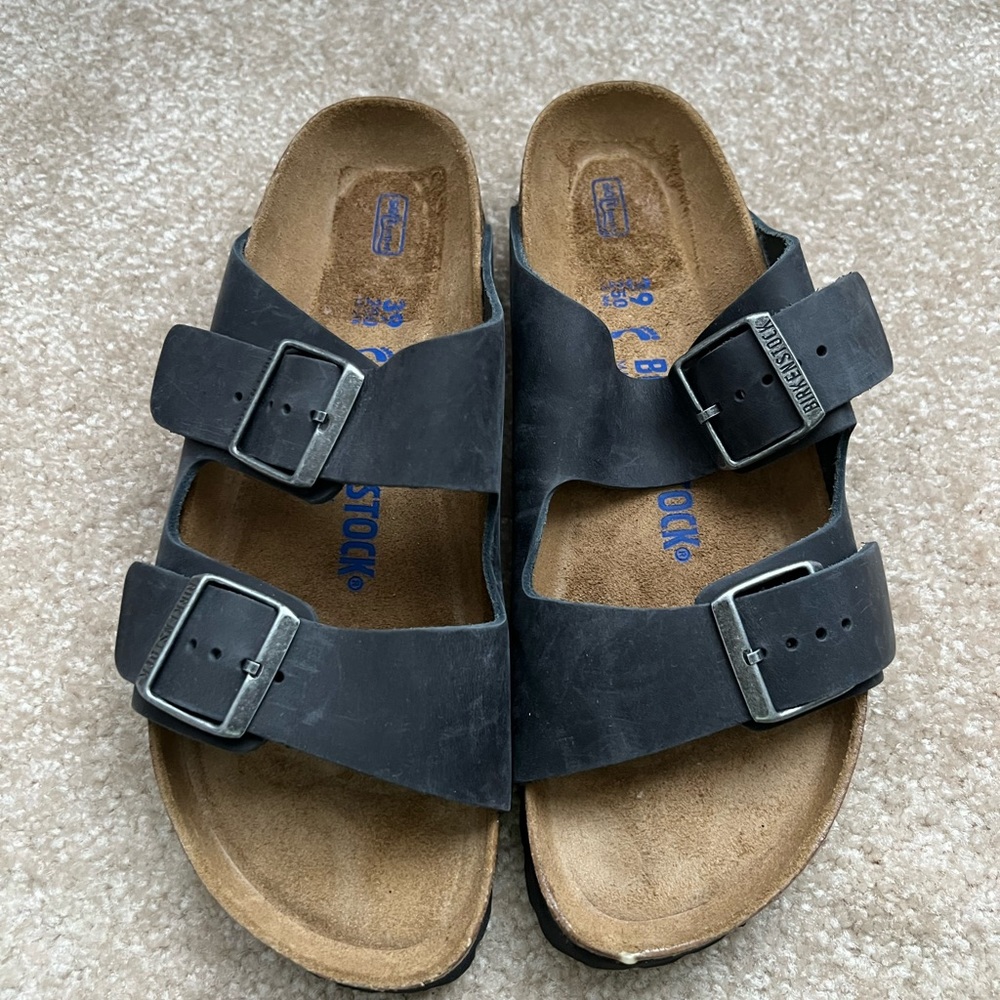 Arizona Birkenstock’s Soft Footbed in Black Oiled Leather Size 39 - Women’s 8 - Picture 2 of 9